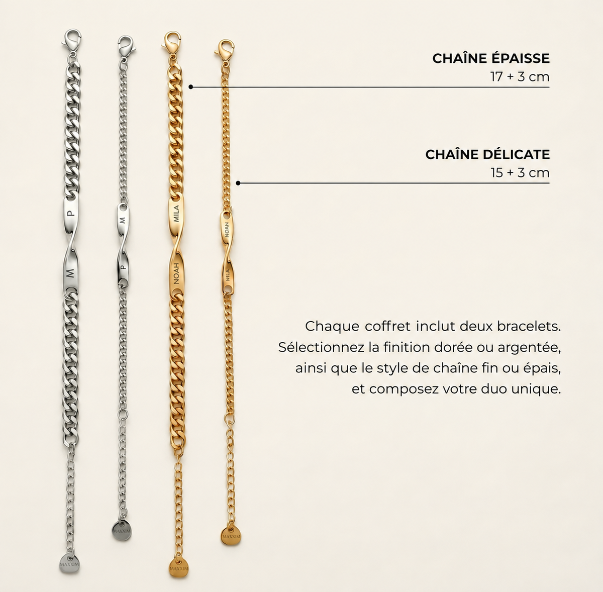 Bracelet duo - Le meilleur cadeau à personnaliser