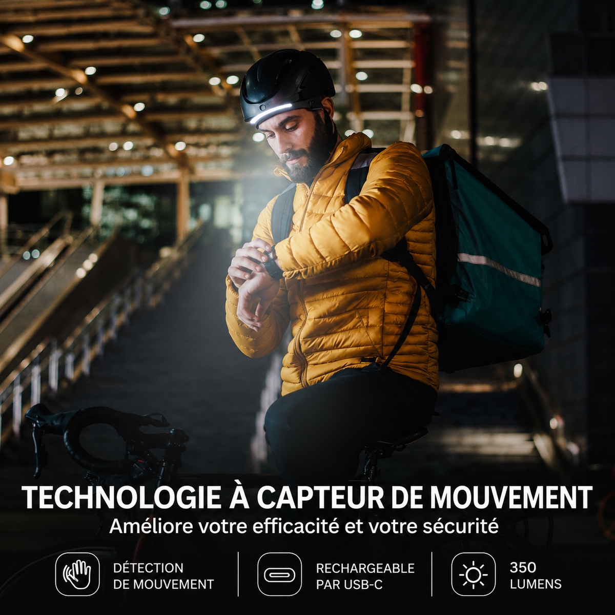 LUMEO™ — Lampe frontale LED rechargeable 350 lumens, USB-C