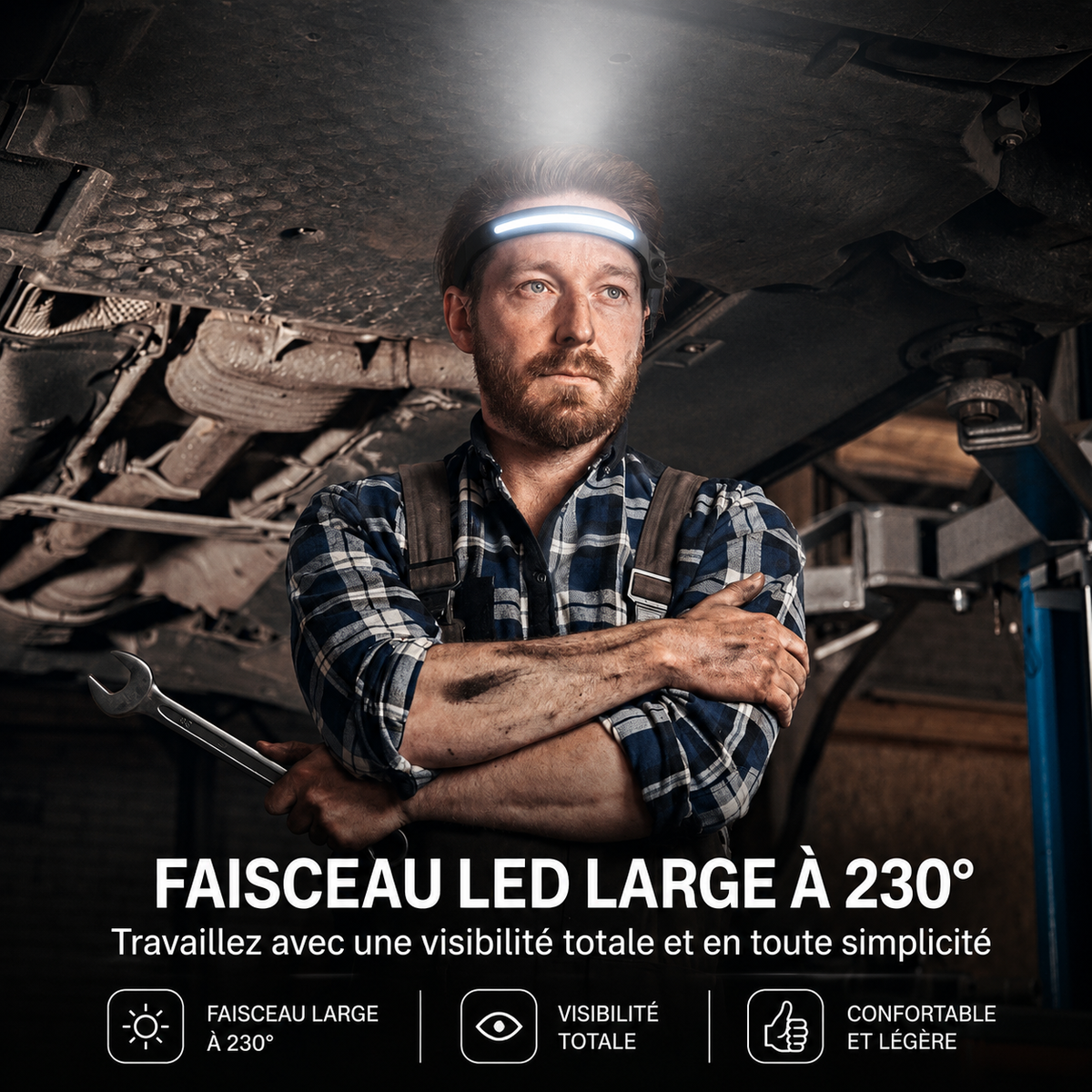 LUMEO™ — Lampe frontale LED rechargeable 350 lumens, USB-C