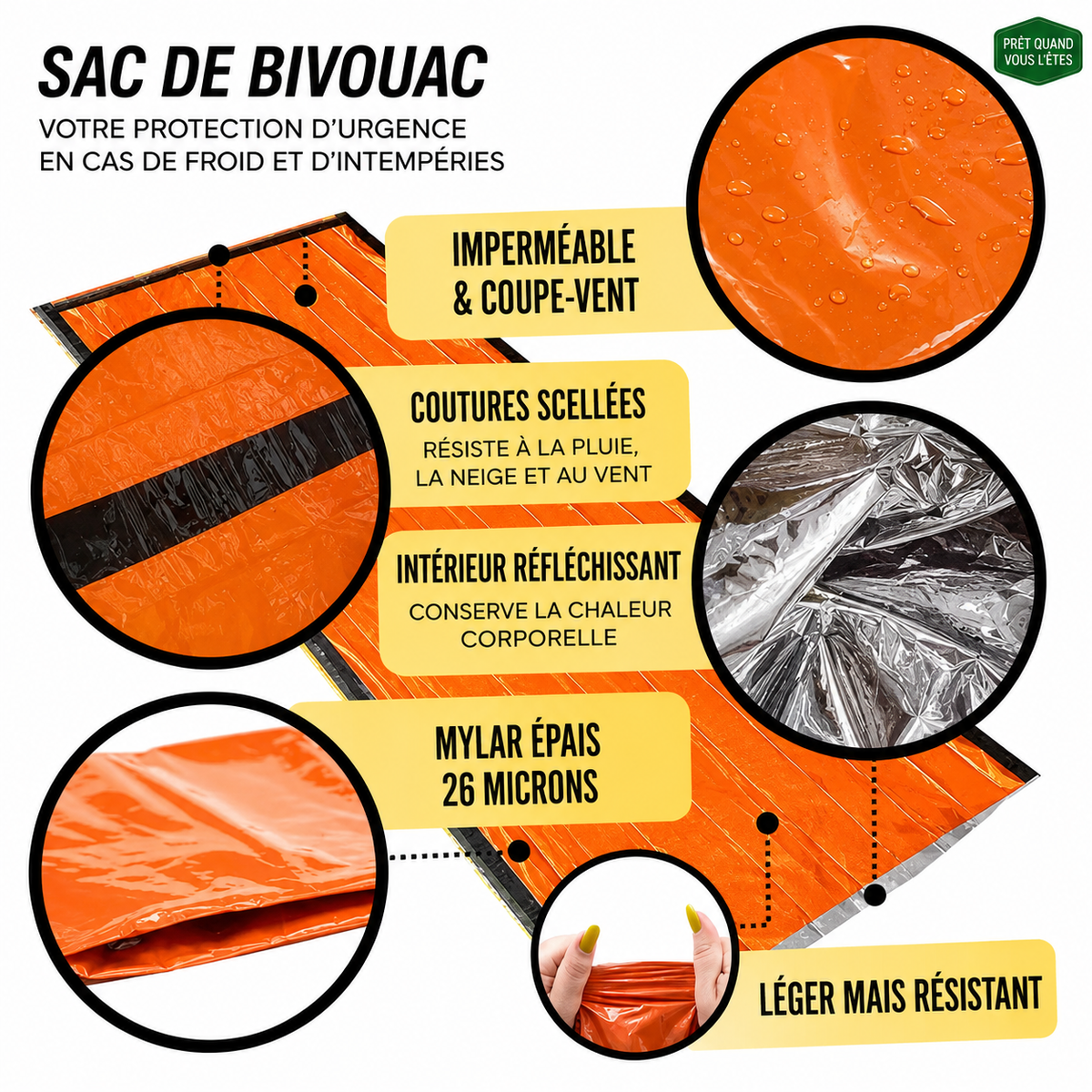 Sac de bivouac - Le sac de couchage d'urgence compact