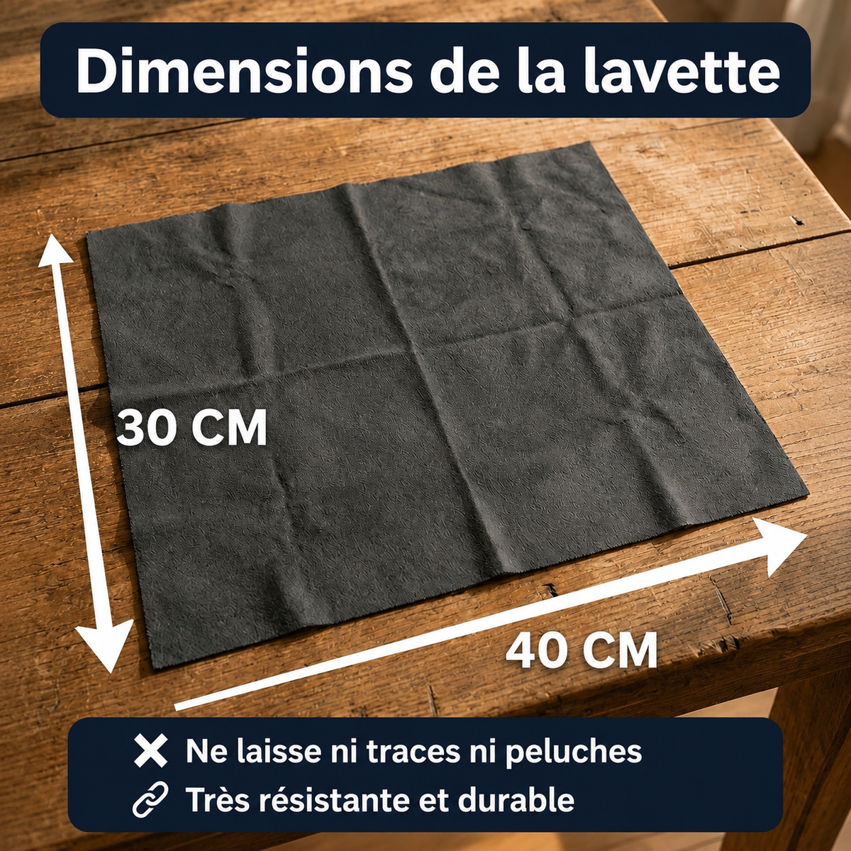 Dimensions de la lavette
