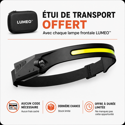LUMEO™ — Lampe frontale LED rechargeable 350 lumens, USB-C
