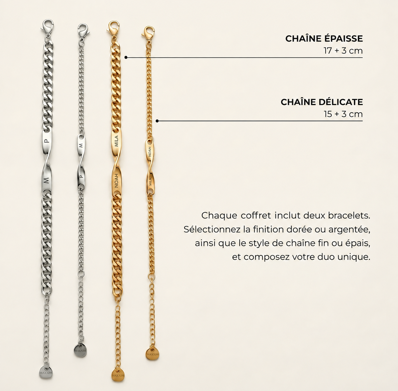 Bracelet duo - Le meilleur cadeau à personnaliser