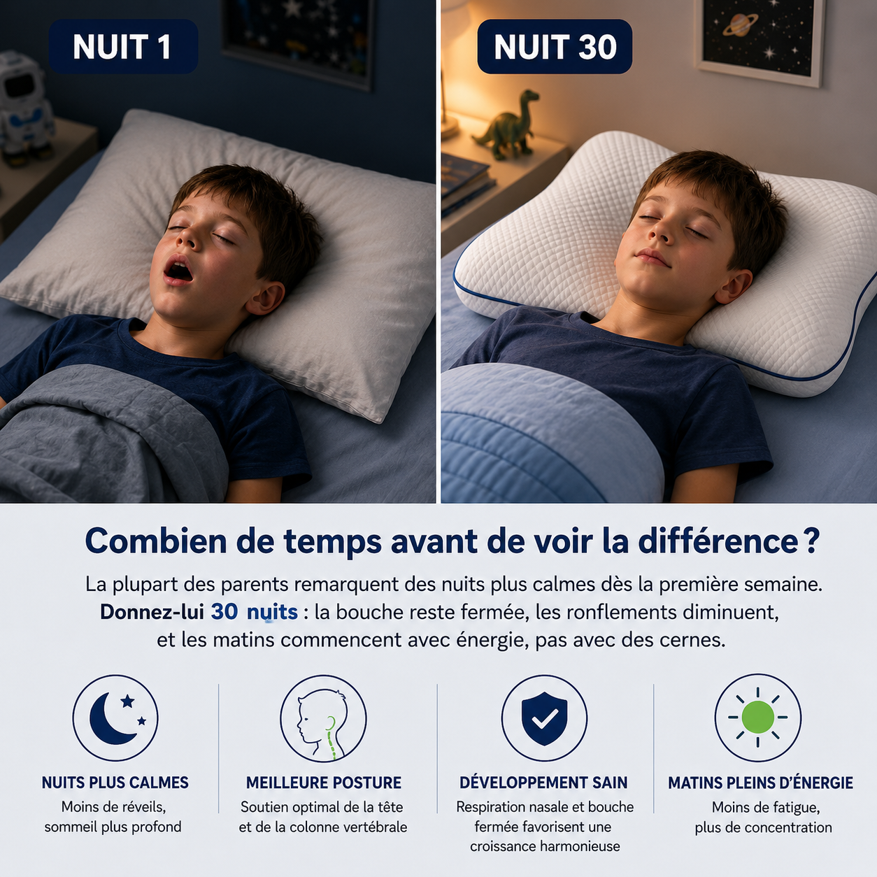 Oreiller Postural pour Enfants™ — Un alignement sain pendant le sommeil pour les enfants en pleine croissance