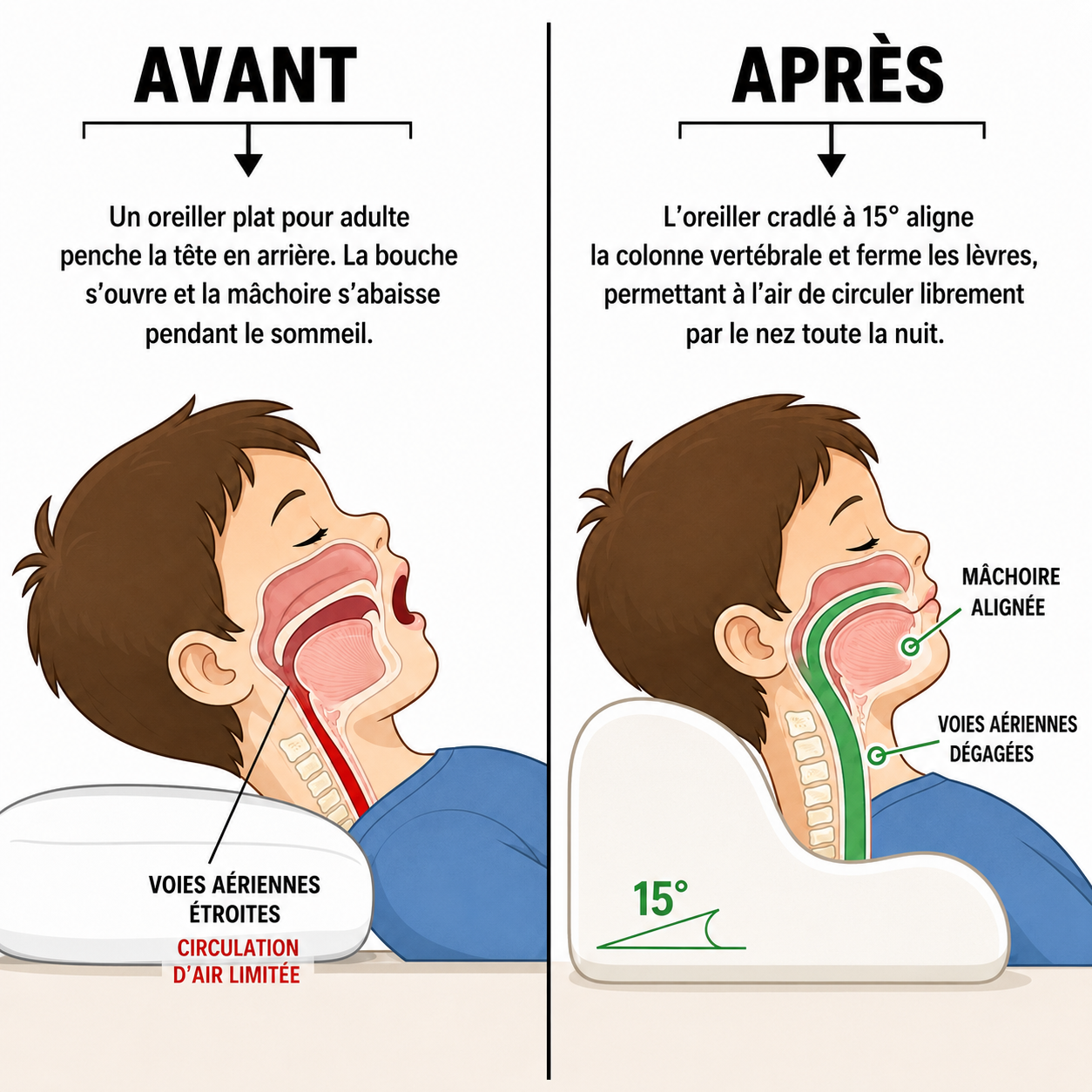 Oreiller Postural pour Enfants™ — Un alignement sain pendant le sommeil pour les enfants en pleine croissance