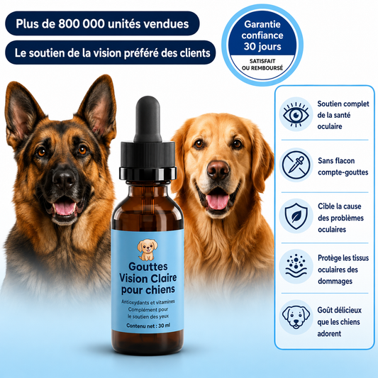 Gouttes Vision Claire pour Chien - Redonnez à votre chien un regard clair, de l'intérieur