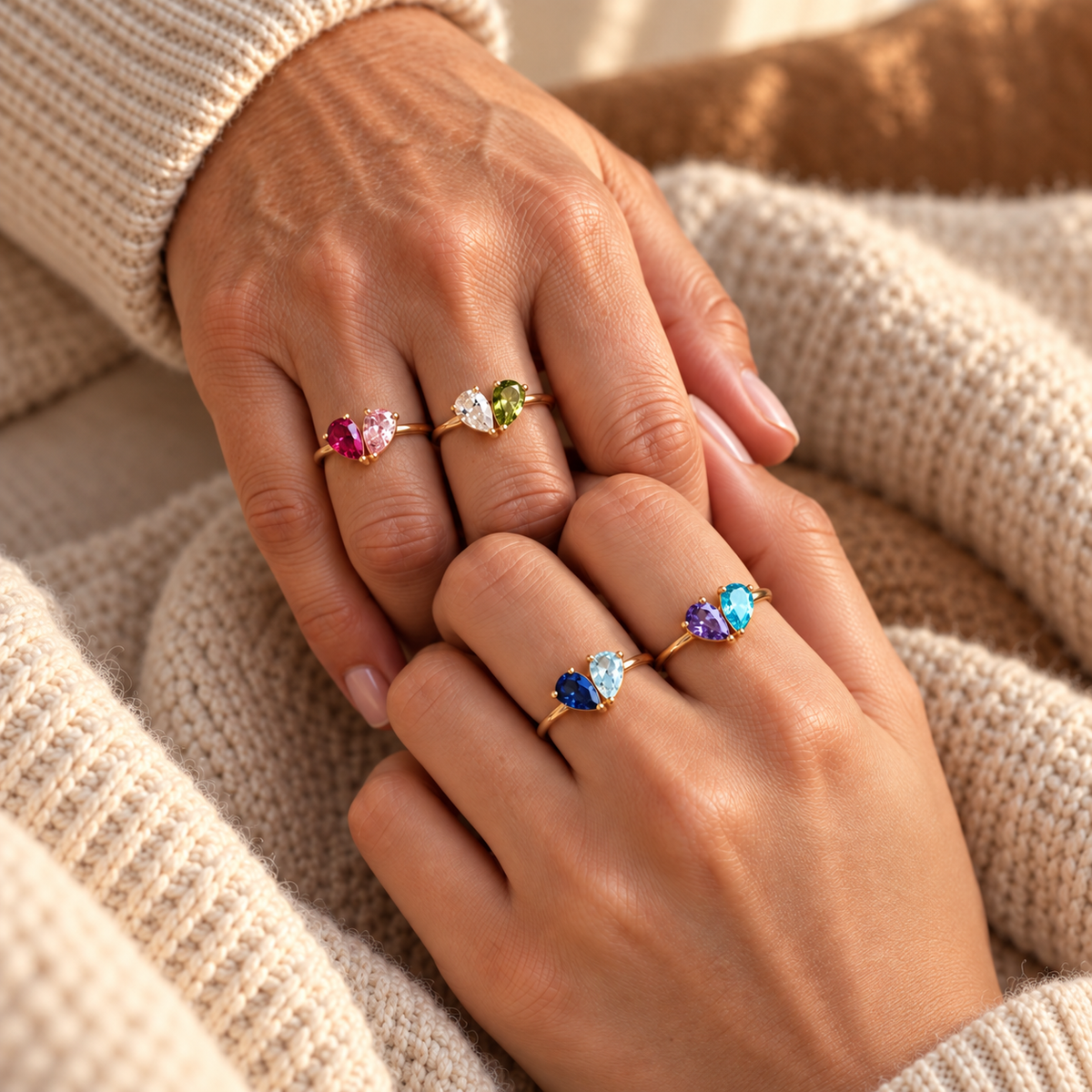 Combinaisons de pierres de naissance disponibles pour la bague Veria