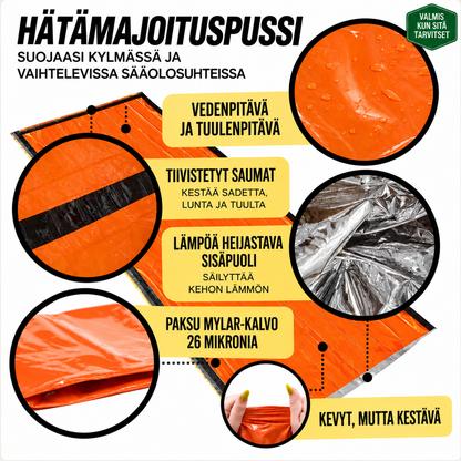 Vedenpitävä, tuulenpitävä ja lämpöä heijastava sisäpuoli