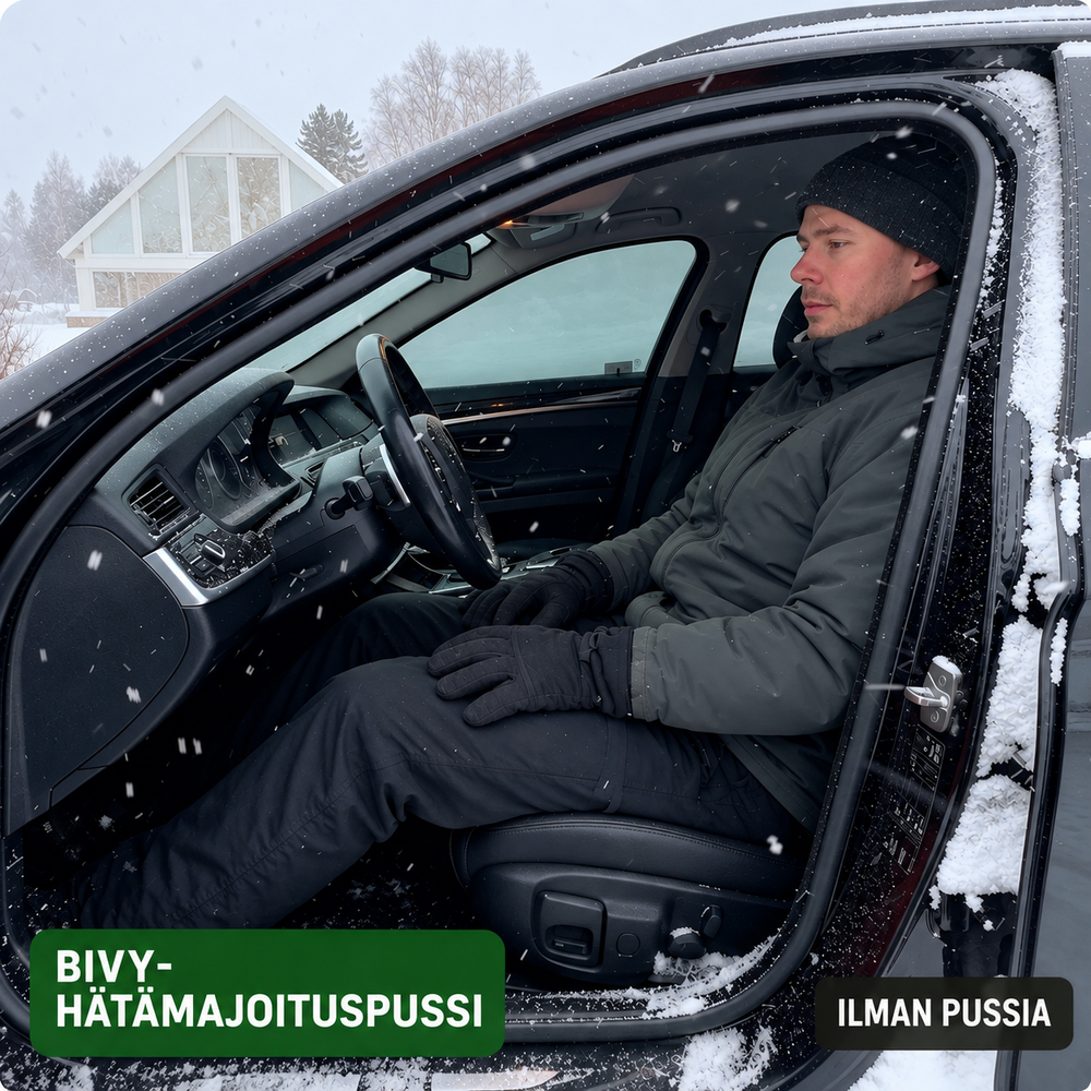 Ilman pussia – auto lumimyrskyssä