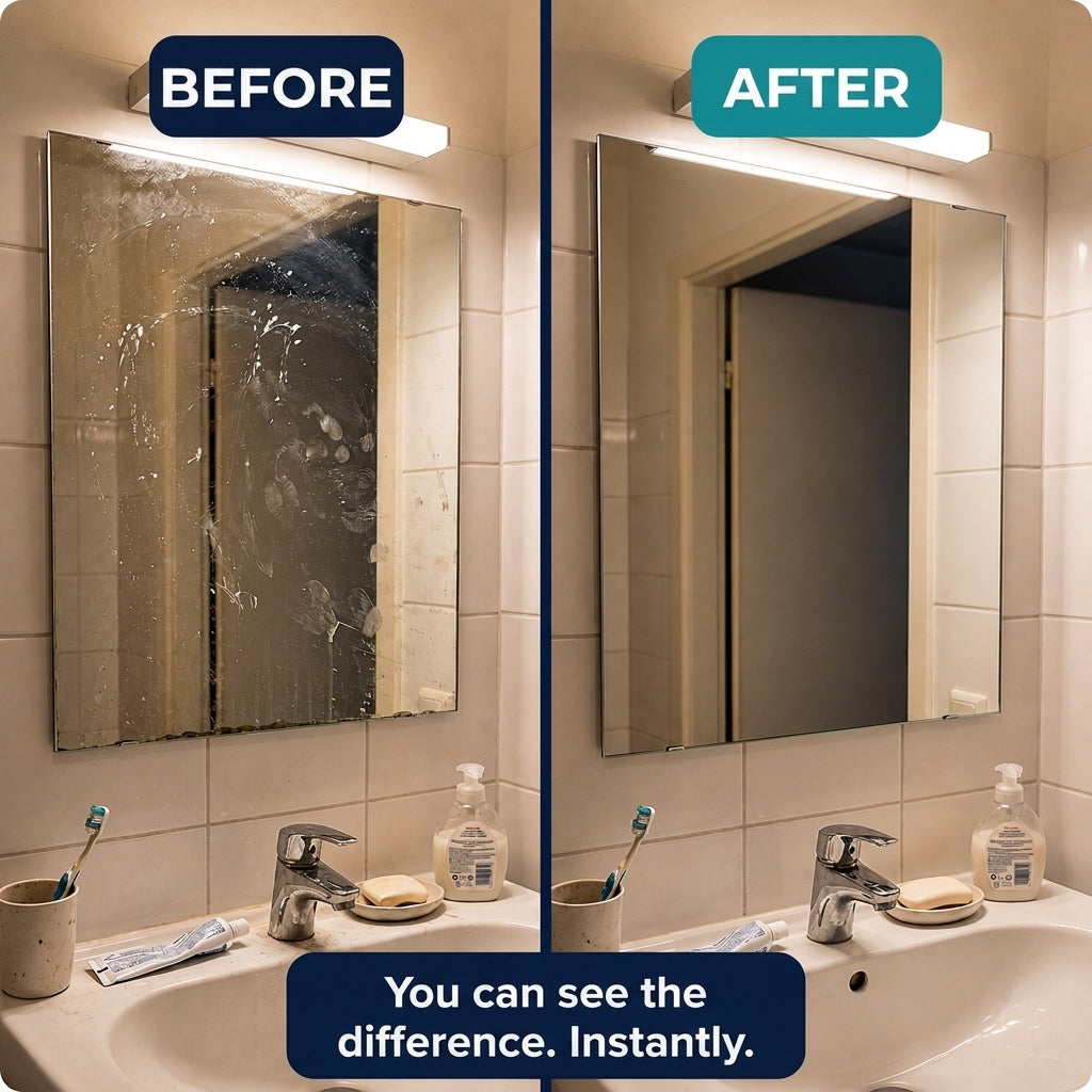 Before and after - bathroom mirror