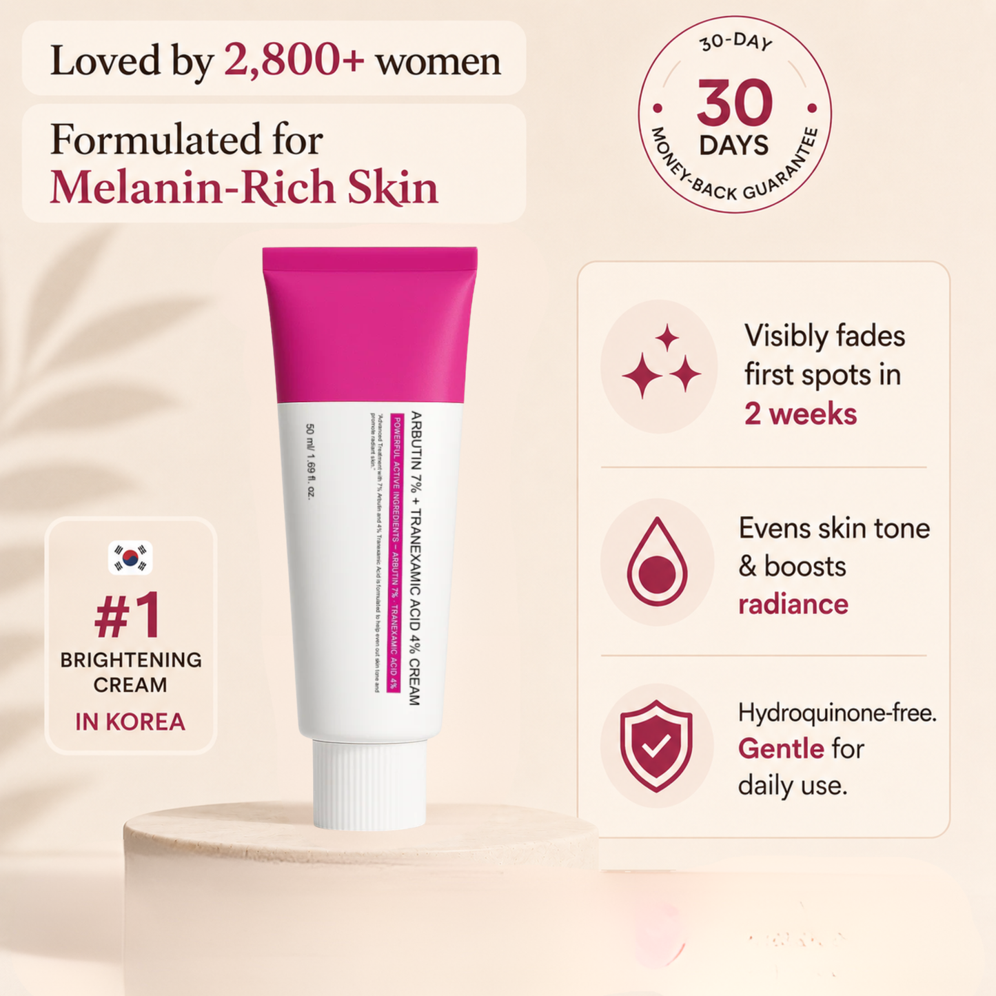 Puryvea Luminé dark spot corrector cream — 7% Arbutin + 4% Tranexamic Acid for dark spots